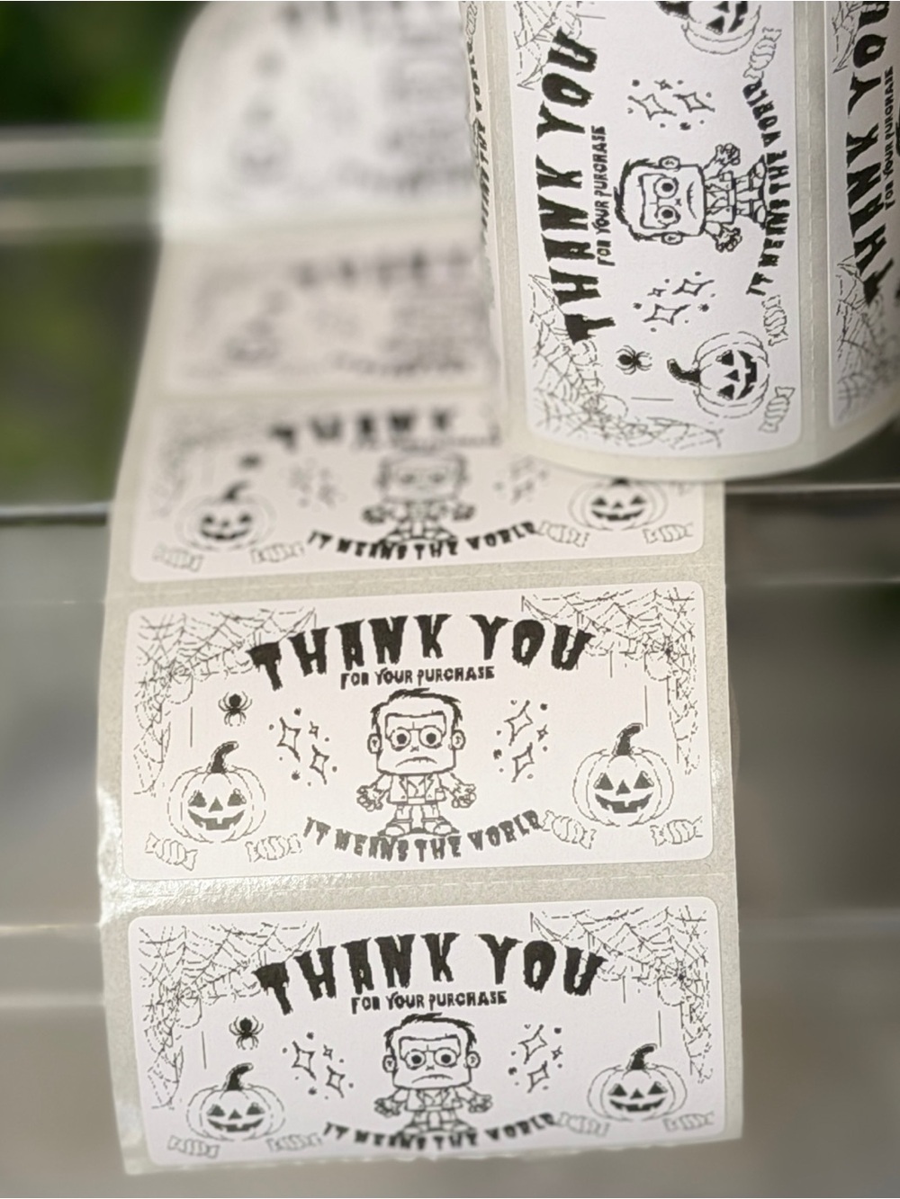 200 Halloween Frankenstein Thank You Stickers 2x1 Small Business Labels Cute
